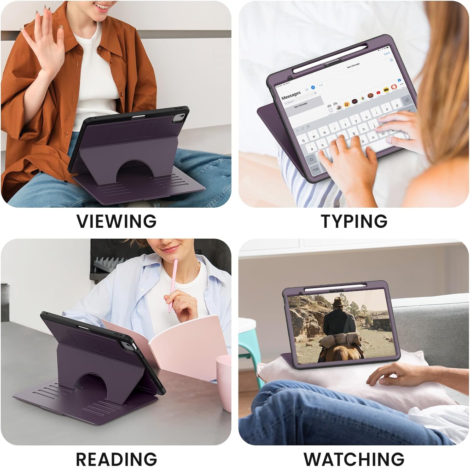 Timecity for iPad Air 13 Inch Case M3 2025/ M2 2024, Strong Magnetic with 6 Angle Stand, Auto Sleep/Wake, Upgrade PU Leather Cover for iPad Air 13 2024, Purple