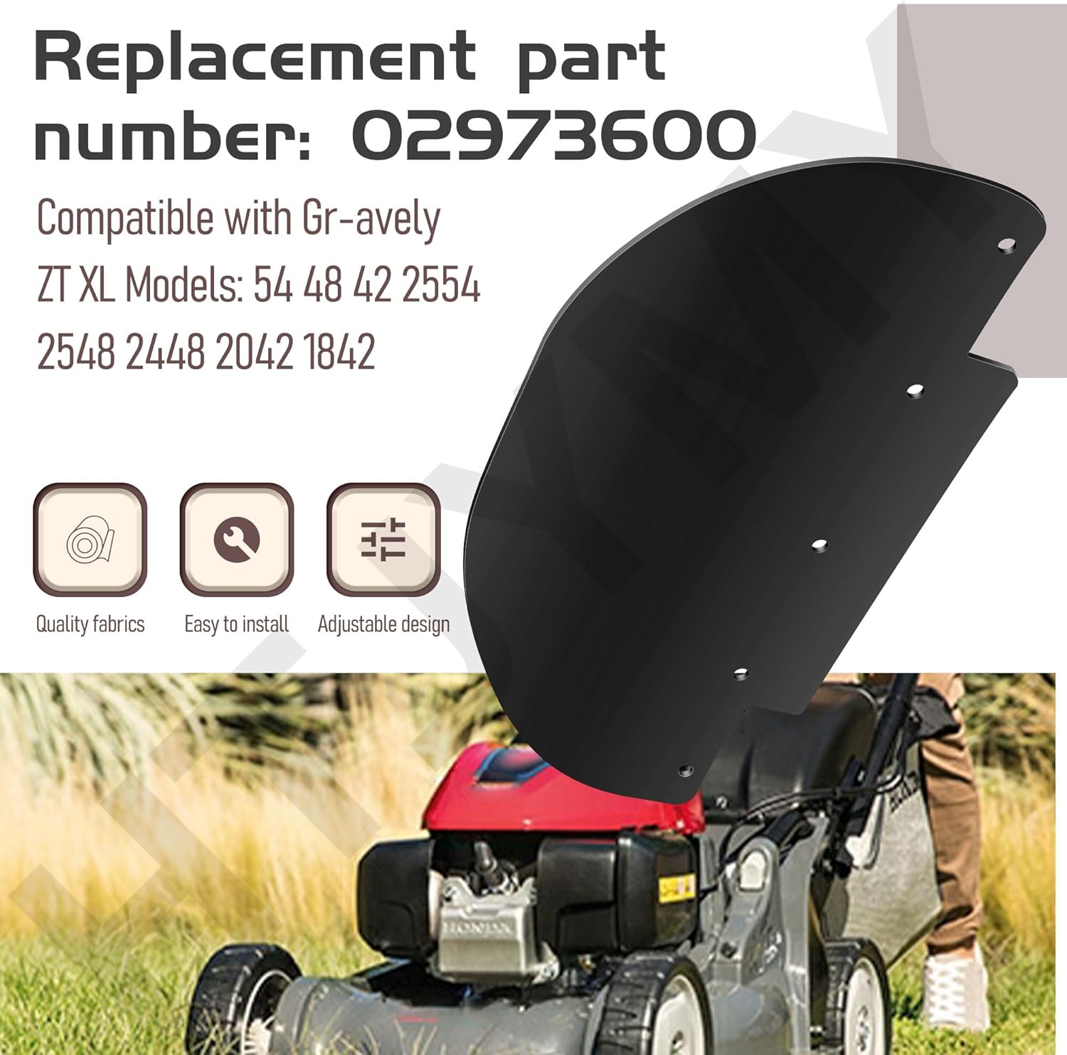 02973600 Rubber Discharge Chute Compatible with Ar-iens Zoom XL Gr-avely ZT XL 54 48 42 2548 2448 2042 1842