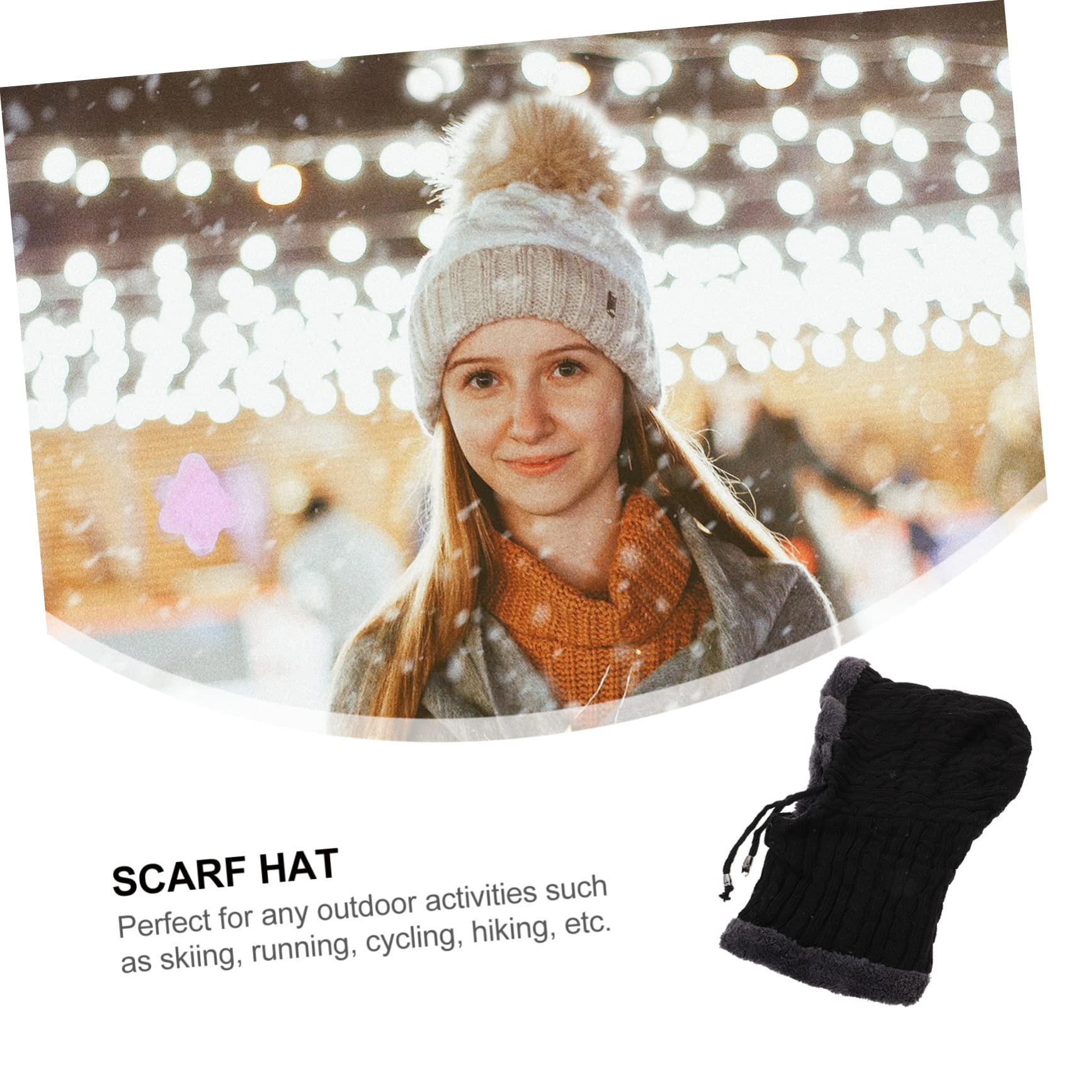 Gorro Calentador Negro Cuello para Invierno de Felpa | Uso Exterior y Esquí, Diseño Simple y Portátil, Elasticidad Ligera, Fácil de Lavar y Secar