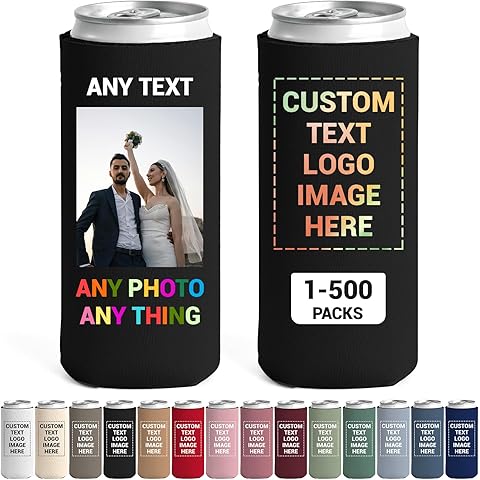 36 Pack BooziesKoozies Bulk Custom Neoprene Slim Can Cooler Sleeves - Insulated Col...