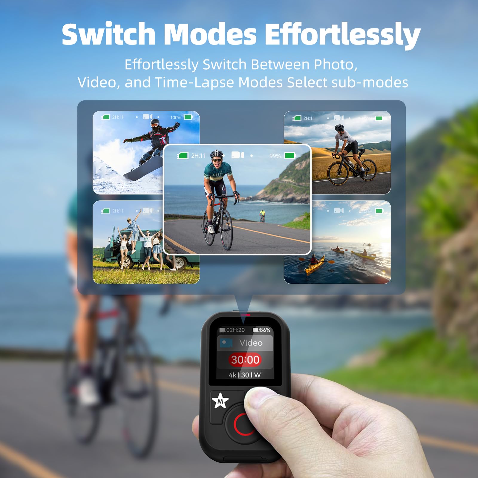 AFAITH Fernbedienung für Go Pro Hero 13/12/11/10/9/8 Black Action Kamera, Go Pro Waterproof Remote Control,LCD Display, Multi-Language,Schwarz
