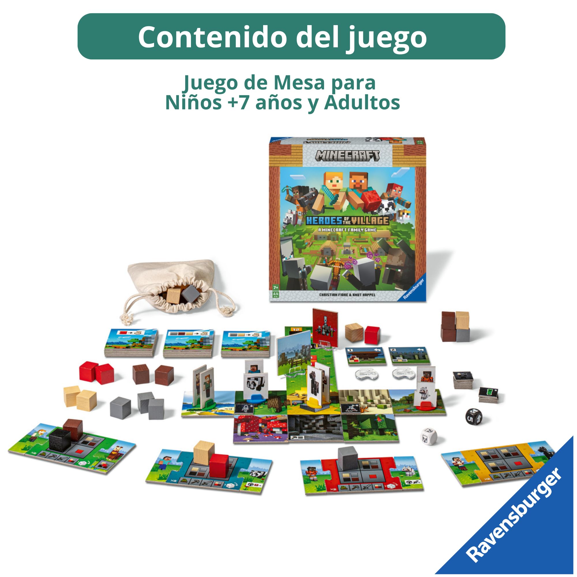 Ravensburger - Minecraft Heroes of The Village, Juego 7+, 2-4 Jugadores