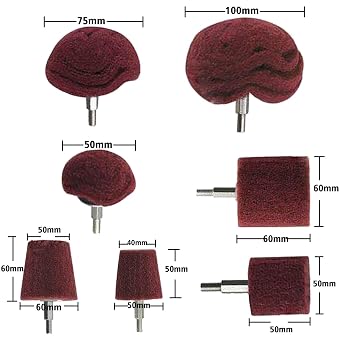 Polishing (brushing) shaped scouring pad grinding head - 7 Pcs Red Non Woven Abrasive Drill Buffing Attachment Set with 1/4 Handle for Manifold/Aluminum/Stainless Steel/Chrome etc