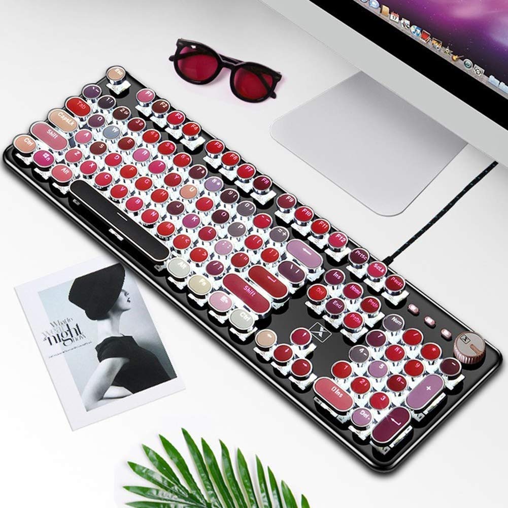 唯一無二 スチームパンク レトロ タイプライター キーボードメカニカル レッド Amazon | FELICON (フェリコン) リップスティック メカニカル