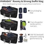 Sac de voyage pliable iFARADAY de 30 po, 75L, grand bagage léger avec poche pour bagages pour le voyage - noir pro