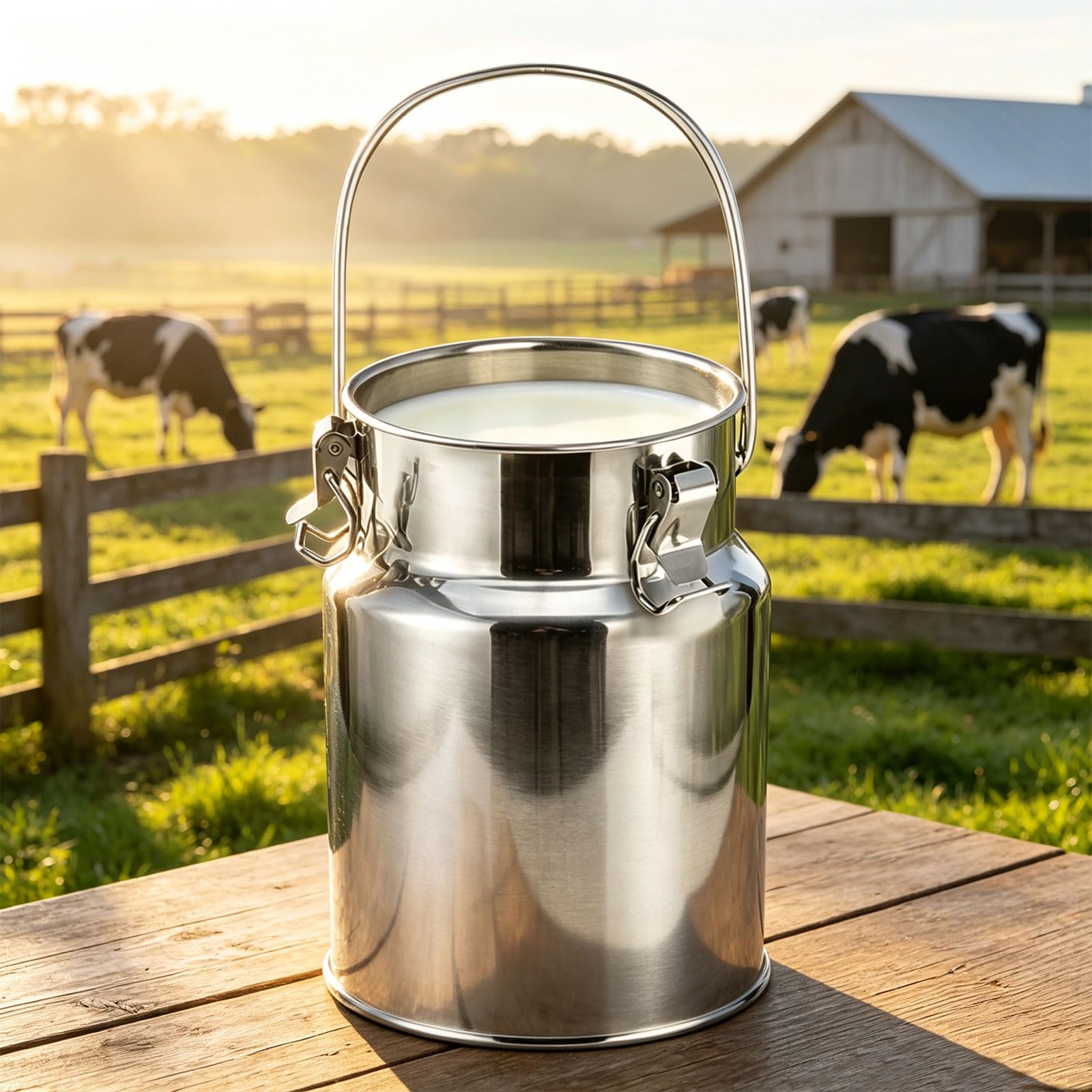 Milchkanne Aus Edelstahl Mit Henkel, Milcheimer, Luftdichter Vorratsbehälter Für Milch, Getreide, Kaffeebohnen, Bauernhof, Küche, Camping,11L 22x30CM