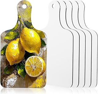6 Pcs Mdf Sublimation Cutting Board Blanks with Handle 11.8 x 6.3 Inch Sublimation Chopping Craft Personalized DIY Cutting Board Gift for Painting Home and Kitchen Decoration