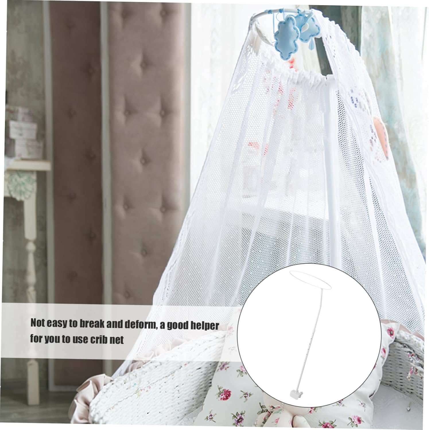 Luxshiny Crib Canopy Holder Bracket for Mosquito Net Space Saving Support Stand Fits Newborn Cot Bed Easy Assembly Mosquito Net Fixing Frame for Crib Cot