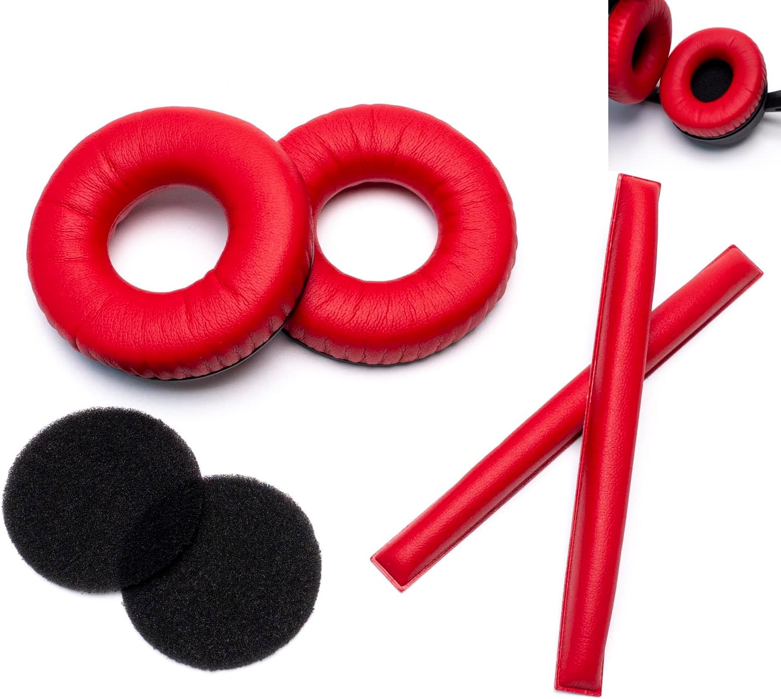Rainbow Color Ear Pads Headband Cushion Kits Compatible with Sennheiser HD25 HD250BT HD25-ll HD25S Il HMD25 Headphone Foam Covers (Red Sets)