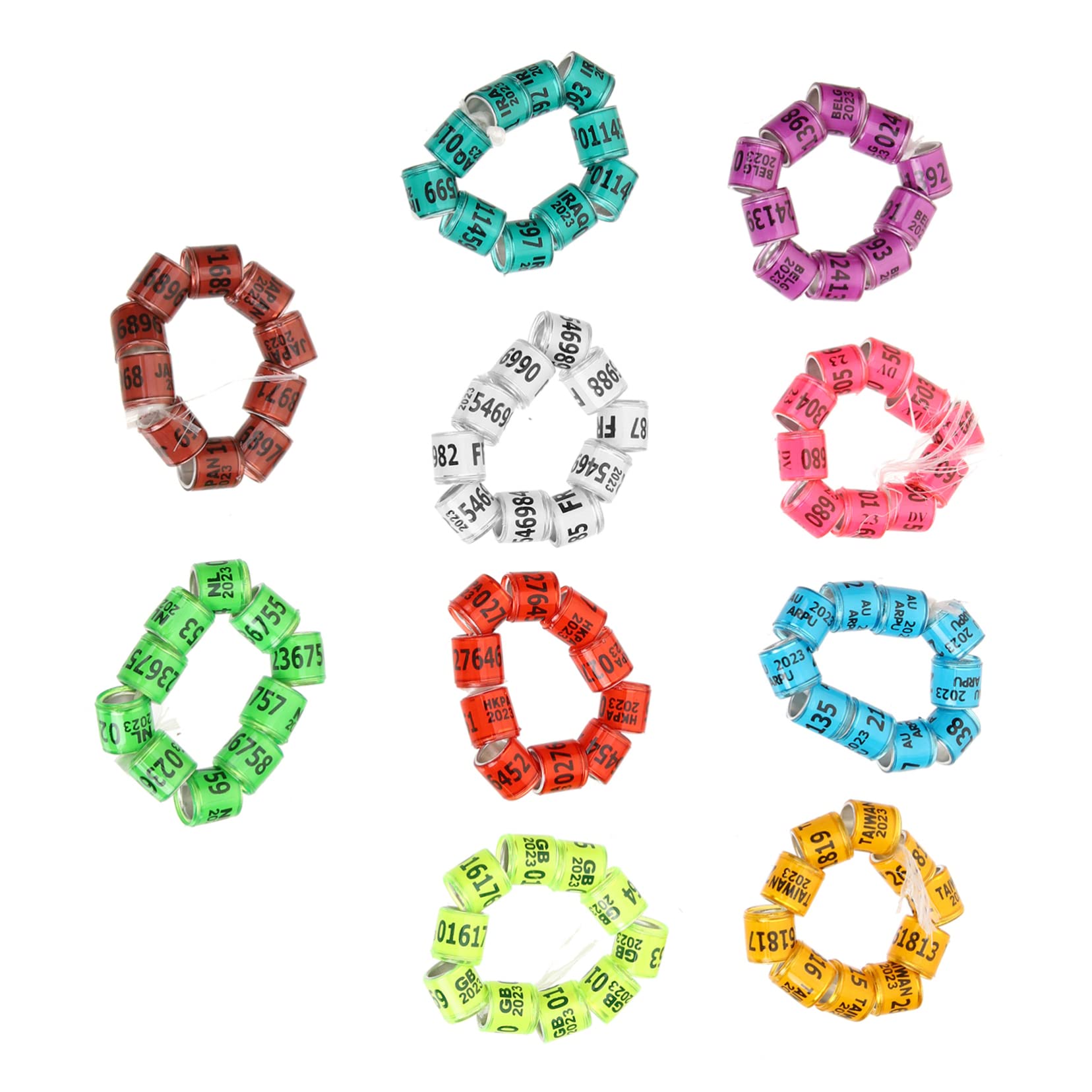 VANZACK 400pezzi per Piccioni Fasce Identificative per Pollame Facili Applicare e Rimuovere Resistente Multi-Colore Random