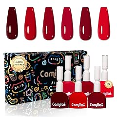 CAMILA 6pcs 15ml Hema Free Tpo Free Gel Polish Set Deep Cherry Red Color Long Lasting Gel Nail