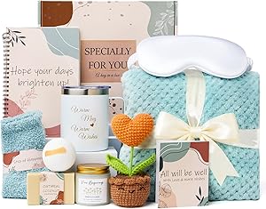 Get Well Soon Gift Basket for Women, After Surgery Care Package, Feel Better Inspirational Gifts for Sick Friends & Sympathy Recovery, Thinking of You Gift Box