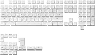 Akko Top Printed Shine-Through Keycaps 131 Keys ASA Profile PBT Double-Shot Full Keycap Set for Mechanical Keyboards (White)