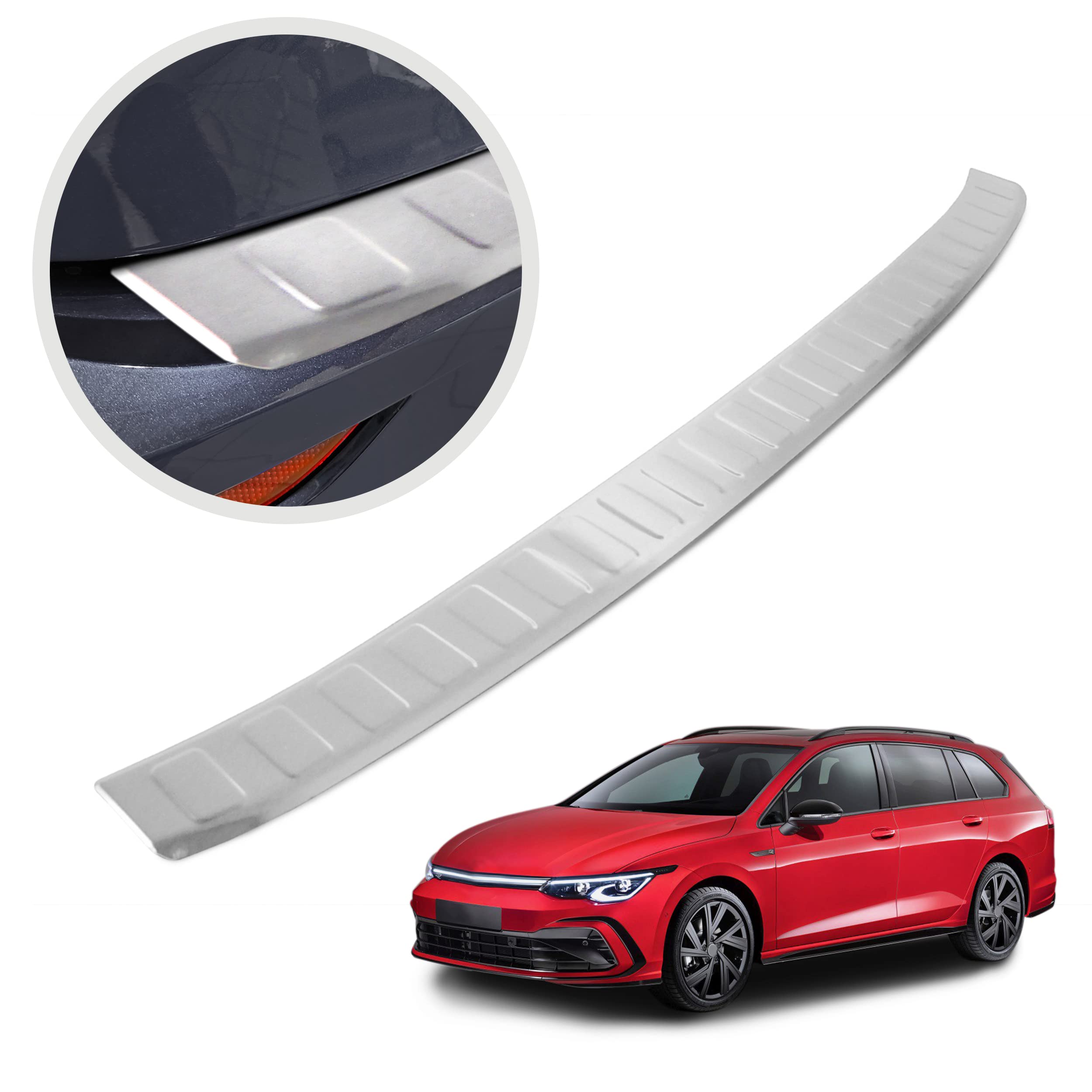 CHROMEMASTER| Listwa Ochronna Tylnego Zderzaka | Pasuje do VW Golf 8 Kombi 11.2019- | Stal Nierdzewna Szczotkowana, Srebrny Mat | Listwa Chroni Lakier Tylnego Zderzaka przed Uszkodzeniem