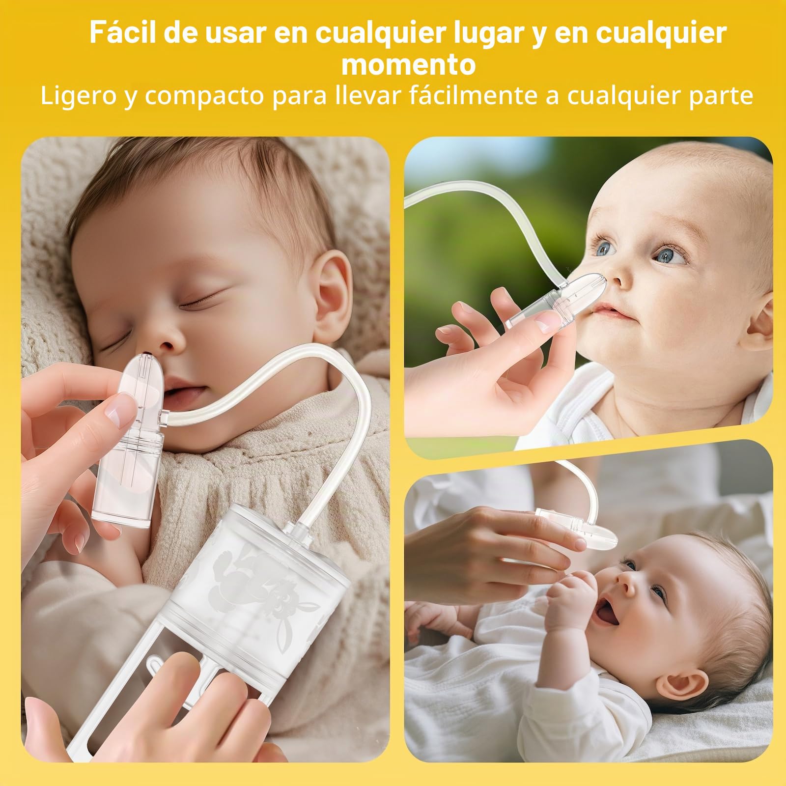 Aspirador nasal para limpieza de nariz de bebés y niños pequeños con bomba de mano y punta no invasiva para una succión rápida y silenciosa, marca compartida con CHIBOJI