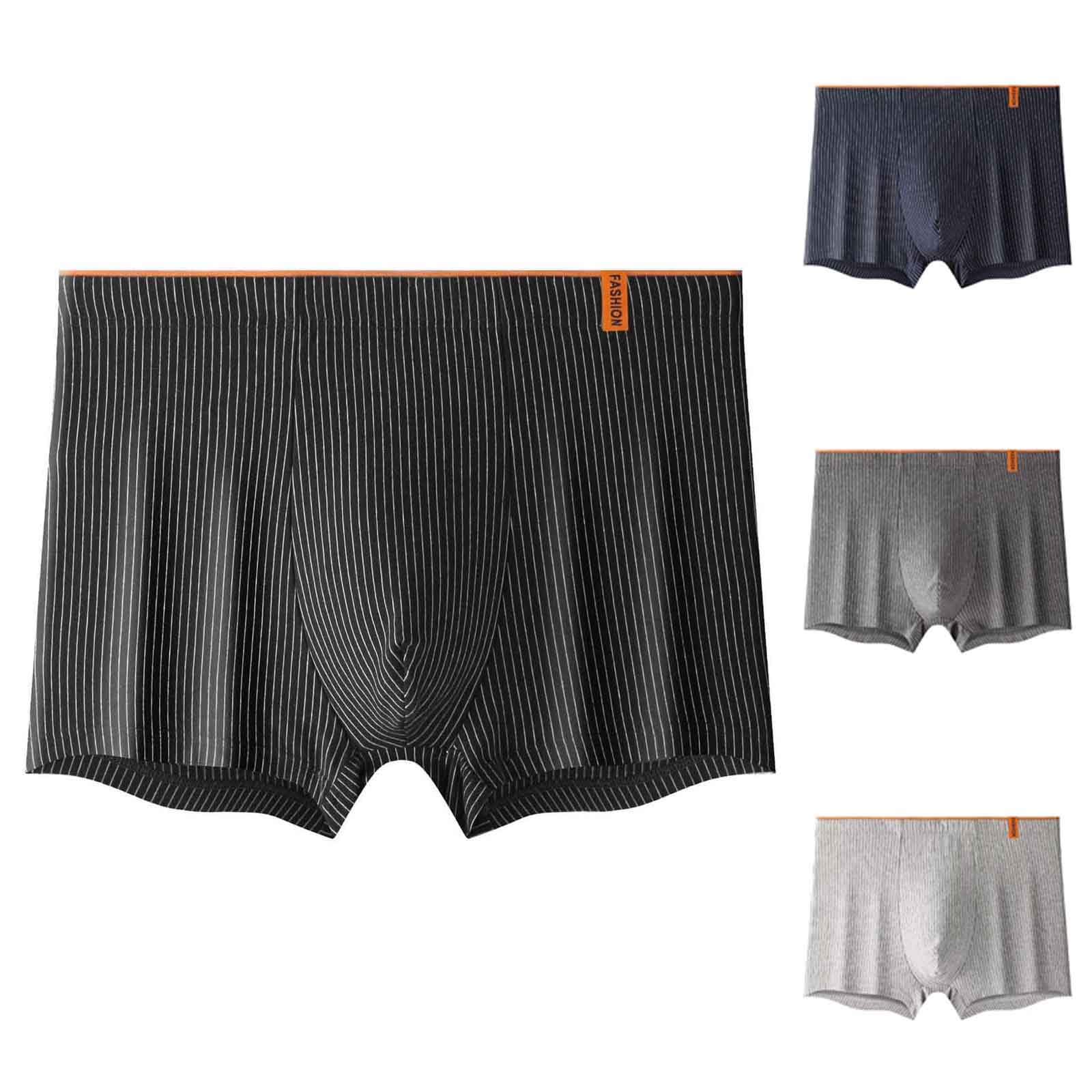 Mens Striped Sexy Underwear Comfy Soft Stretch Mid Waist Briefs Lightweight Breathable Sport Boxer Shorts