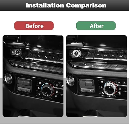 Miniatura 5 de CheroCar Cubierta de pomos de radio de CA para consola central, perilla de aire acondicionado, interruptor de botón para Chevy Silverado 2022-2023,