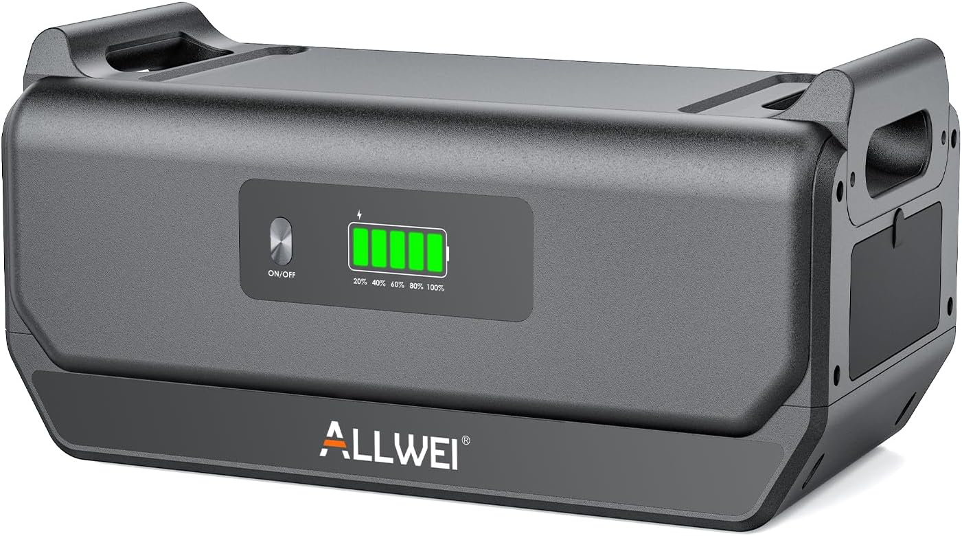 ALLWEI B200 PRO Expansion Battery, 2048Wh LiFePO4 Battery Pack with 10-Year Lifespan for 2400W Power Station, for Outdoor RV Camping Home Emergency Power Outage