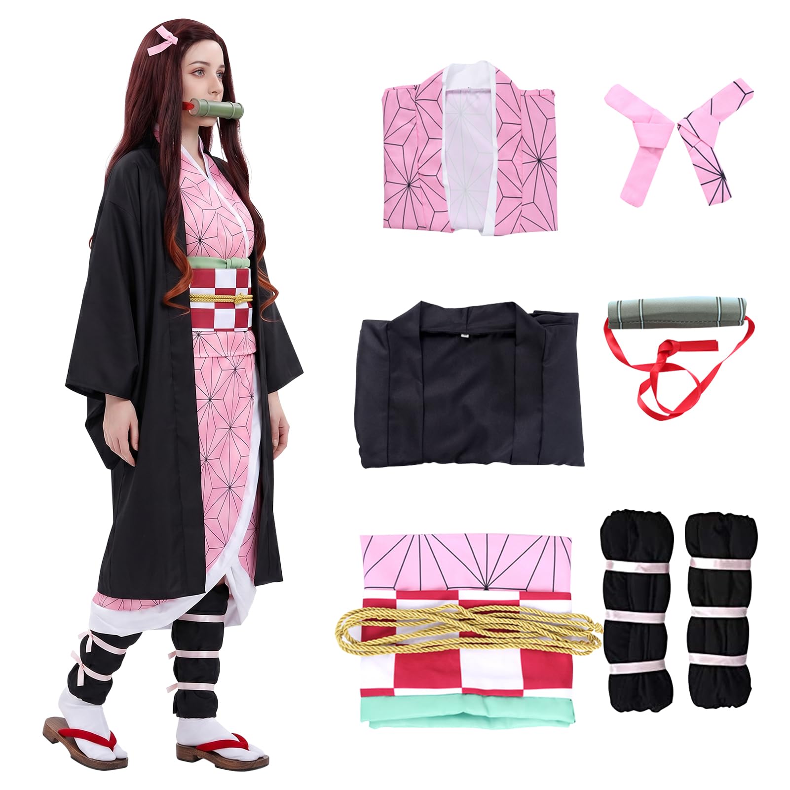 Alaiyaky Anime Cosplay Costume for Women, Ne zuko Kimono Cosplay Halloween Outfit, Anime Costume for Adults