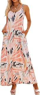 Women's Summer Maxi Dress Casual V-Neck Sleeveless Bohemian Spaghetti St...