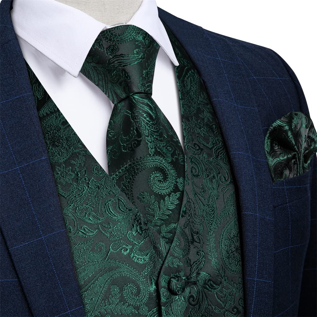 Męska kamizelka biznesowa jedwabna męska krawat poszetka kwadratowe spinki do mankietów formalna kamizelka Homme Paisley kamizelka na ślub
