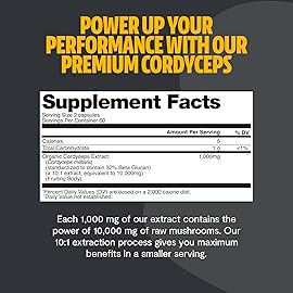 FreshCap Mushrooms Cordyceps Mushroom Capsules 10,000mg - Mushroom Extract, Energy Supplements, Ayurveda Nootropic Mushroom Supplements (120 Capsules)