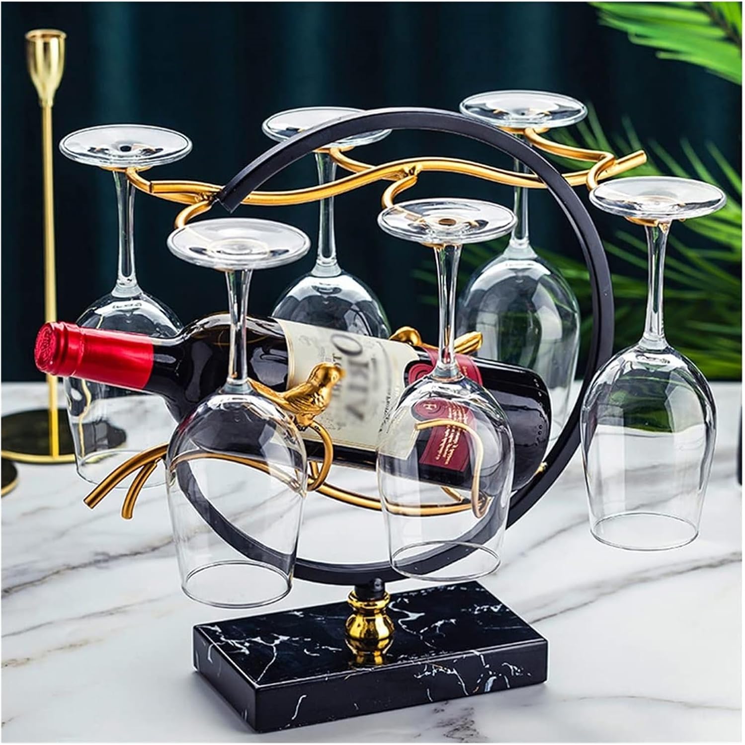 Freestanding Wine Racks & Cabinets Countertop Metal Wine Bottle Rack with Wine Glasses Holder Wine Bottle Holder Organiser Wine Racks for Home Decor Bottle Holder Bar (Color : B)