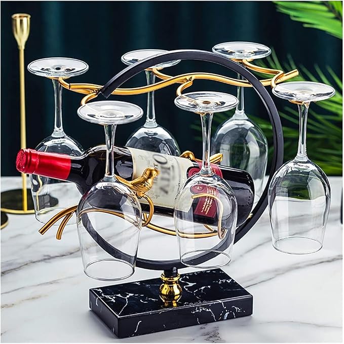 Soporte para Botellas de Vino de Metal con Portavasos, Organizador miniatura 2