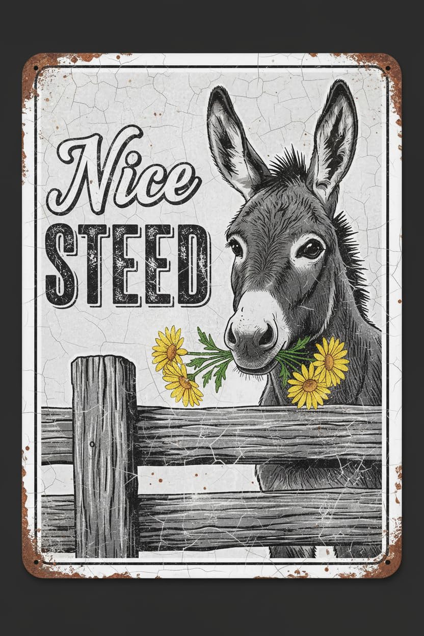 Nice Ass Donkey Bathroom Tin Sign, 8x12 Inch Farmhouse
