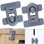 RV Camper Refrigerator Lock, 180° Swivel 90 Degree Adhesive Childproof Fridge Latch for Cabinet, No Drill Baby Proofing Freezer Oven Drawer, Renter Friendly Safety for Toddler Cat Dog 2-Pack