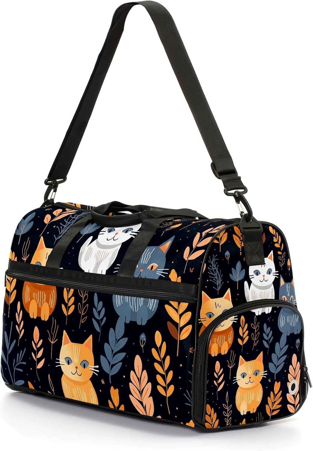 Gym Bag Women's Sports Yoga Bag - Fits up to 13.3" Laptop + Shoe Compartment, Overnight Weekender Bag Travel Bag, Dance Bag, Cute Cat - 31