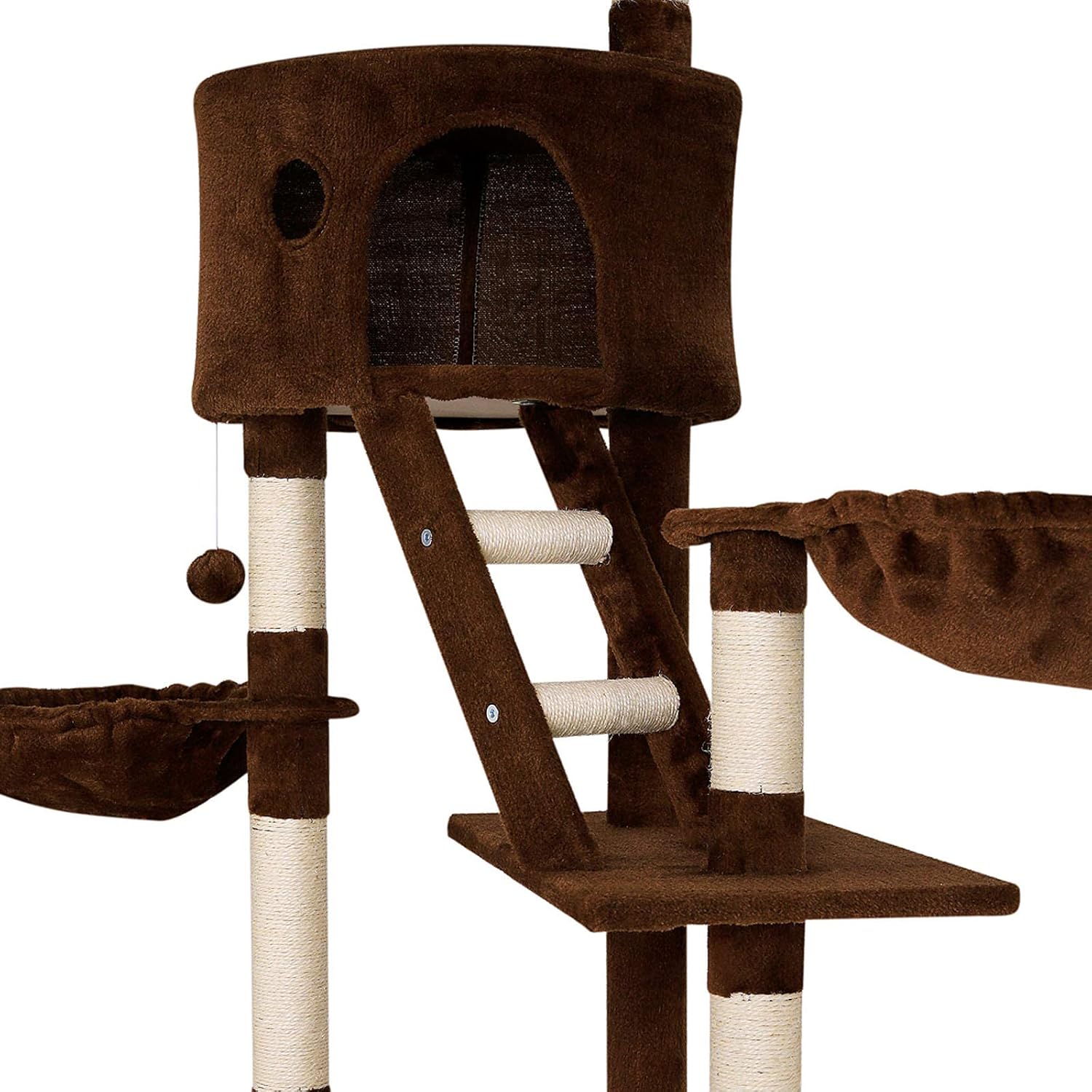 Close-up of the upper den and ladder on the lionto XXL Cat Tree