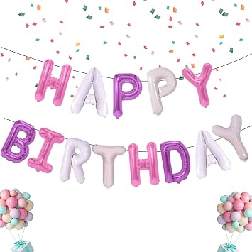 Happy Birthday Balloons, 13pcs Aluminum Foil Letters, 16 Inch, Reusable, Unisex Birthday Decorations for Kids Adults Party Favor Supplies, Pantone Color