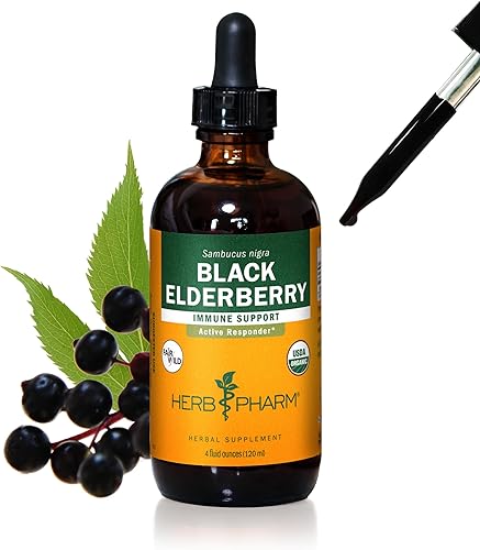 Miniatura 8 de Herb Pharm Extracto líquido de saúco negro orgánico certificado para apoyo del sistema inmunológico, alcohol de caña orgánico, 1 onza