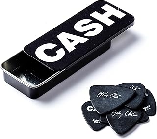 Jim Dunlop JCPT04H Johnny Cash Bold Pick Tin, Assorted, Medium, 6 Picks/Tin