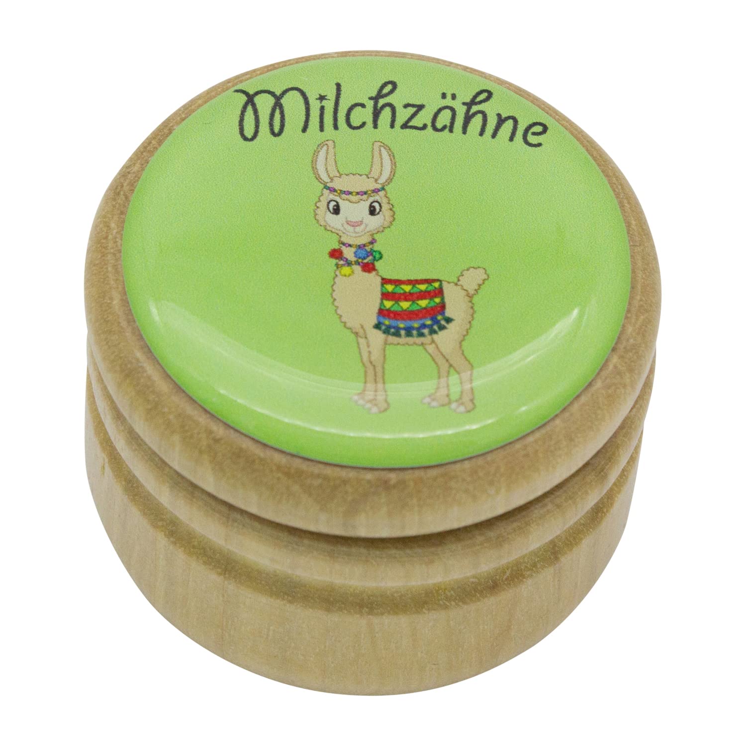 GICO Milk Tooth Box Milk Teeth Picture Box with Various Designs Made of Wood for Boys and Girls with Screw Closure 44 mm (Llama)