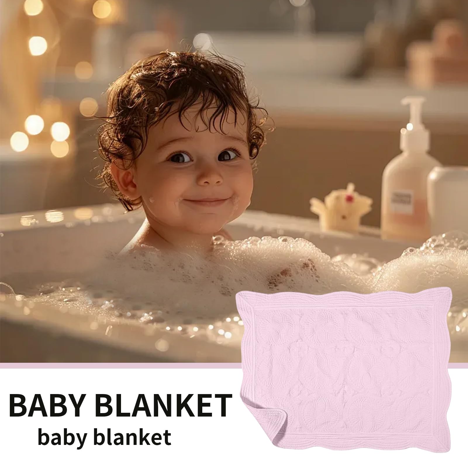 Baby Blanket - Organic Cotton Baby Blanket, Nursery Quilt, Embossed Quilted Kids Blankets | Machine-Washable Portable Toddler Nursery Quilt, Foldable Swaddling Wrap for Stroller Car Seat Travel