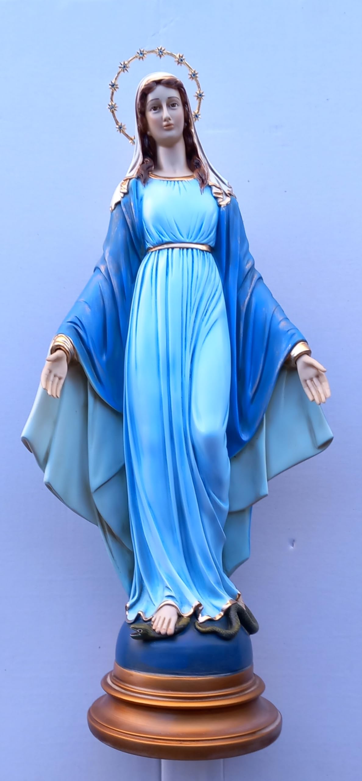 ArteSacraCaravaggio Statua della Madonna Miracolosa, delle Grazie cm 62 in marmo resina decorata a mano di produzione artigianale