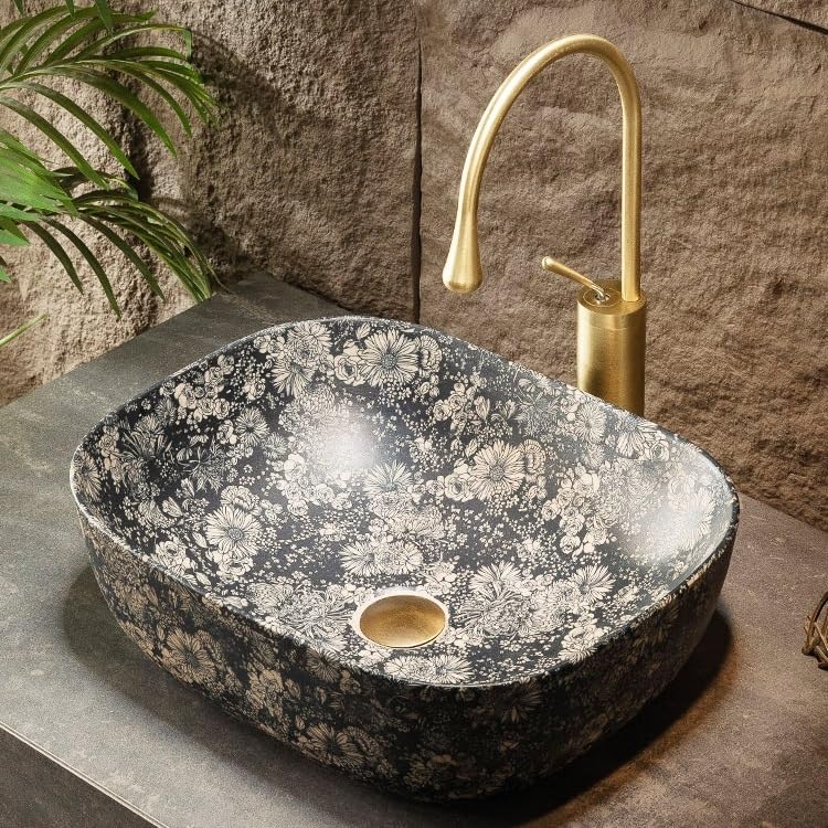 zlew nablatowy Ceramiczna umywalka łazienkowa, 48 * 39 * 14 cm, nablatowa, porcelanowa, nablatowa (pojedyncza umywalka)