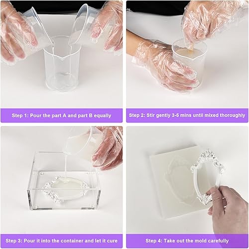 Miniatura 6 de STARTSO WORLD Kit de fabricación de moldes de silicona 20A, 80 onzas de goma de silicona líquida de platino verde jade para hacer moldes, curado