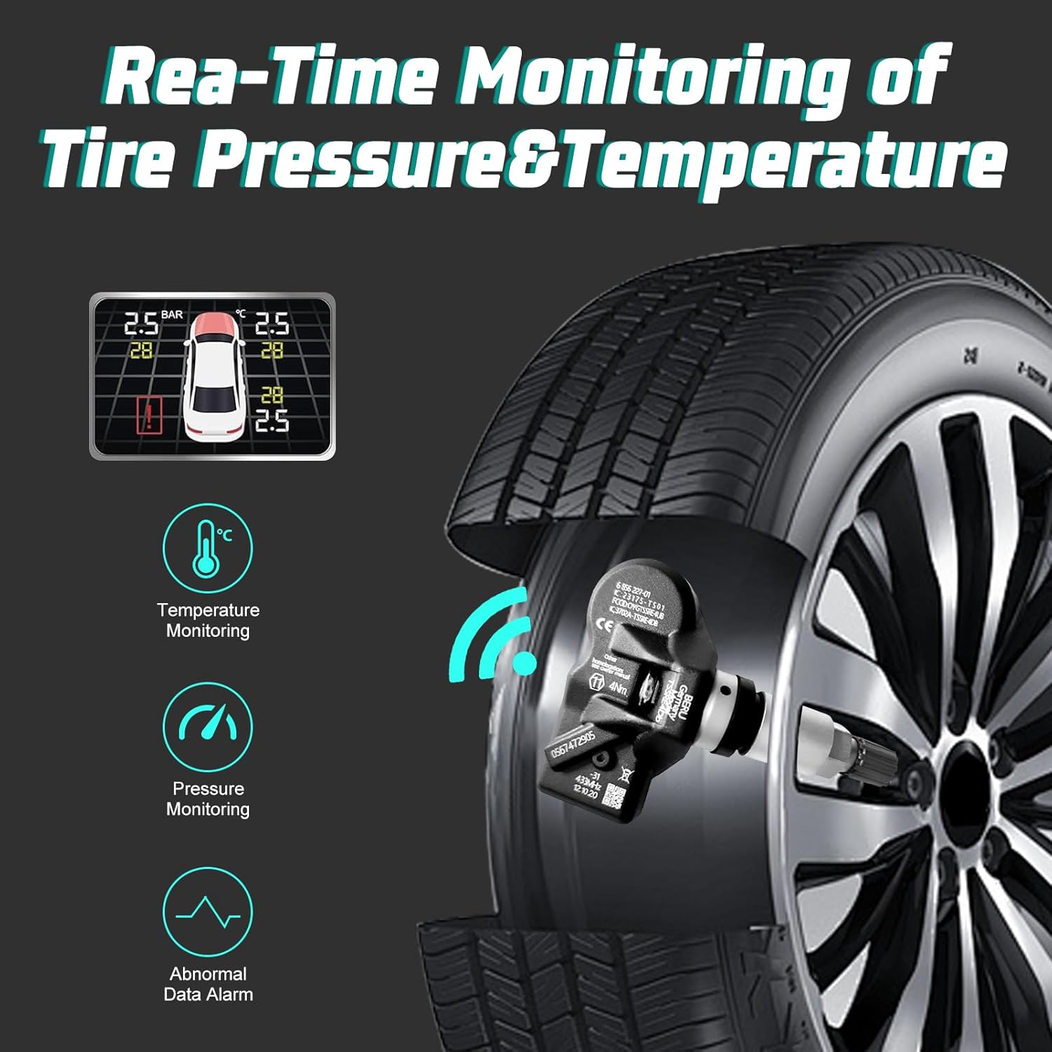 Tire Pressure Sensor Compatible with BMW 5 Series F07 F10 F11, 6 Series F06 F12 F13, 7 Series F01 F02 F03 Replaces# 36106790054, 6856227(4 Pcs)
