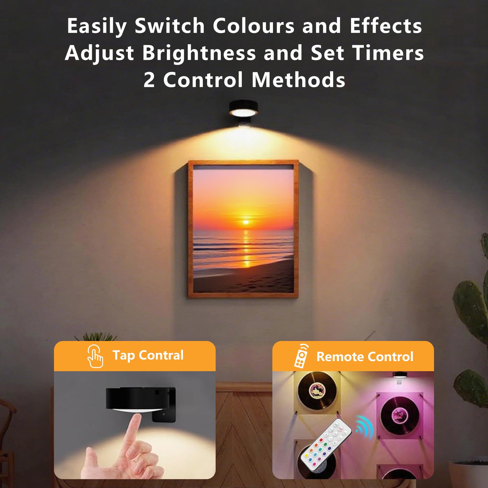 Kottwca 4 Pack Picture Lights for Wall 13 Colors Rechargeable Wall Lights Indoor - Image 4