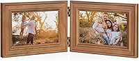 Vista 25 de Marco de Fotos Doble de Madera con Bisagras 5X7 Vertical y Horizontal en Veta de Madera Rústica Estilo Granja, Muestra 4x6 con Paspartú o 5x7 sin