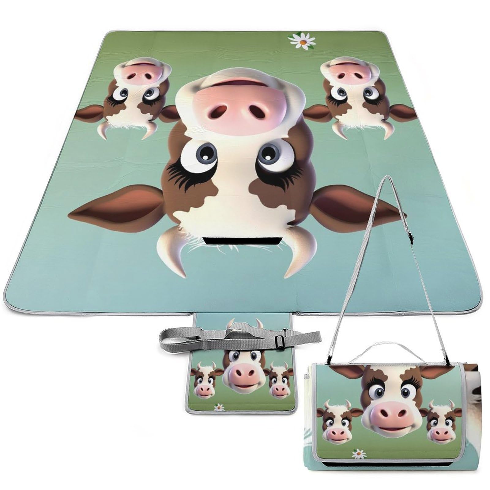 Tapis de pique-nique imperméable pliable grand format couverture de camping motif vache