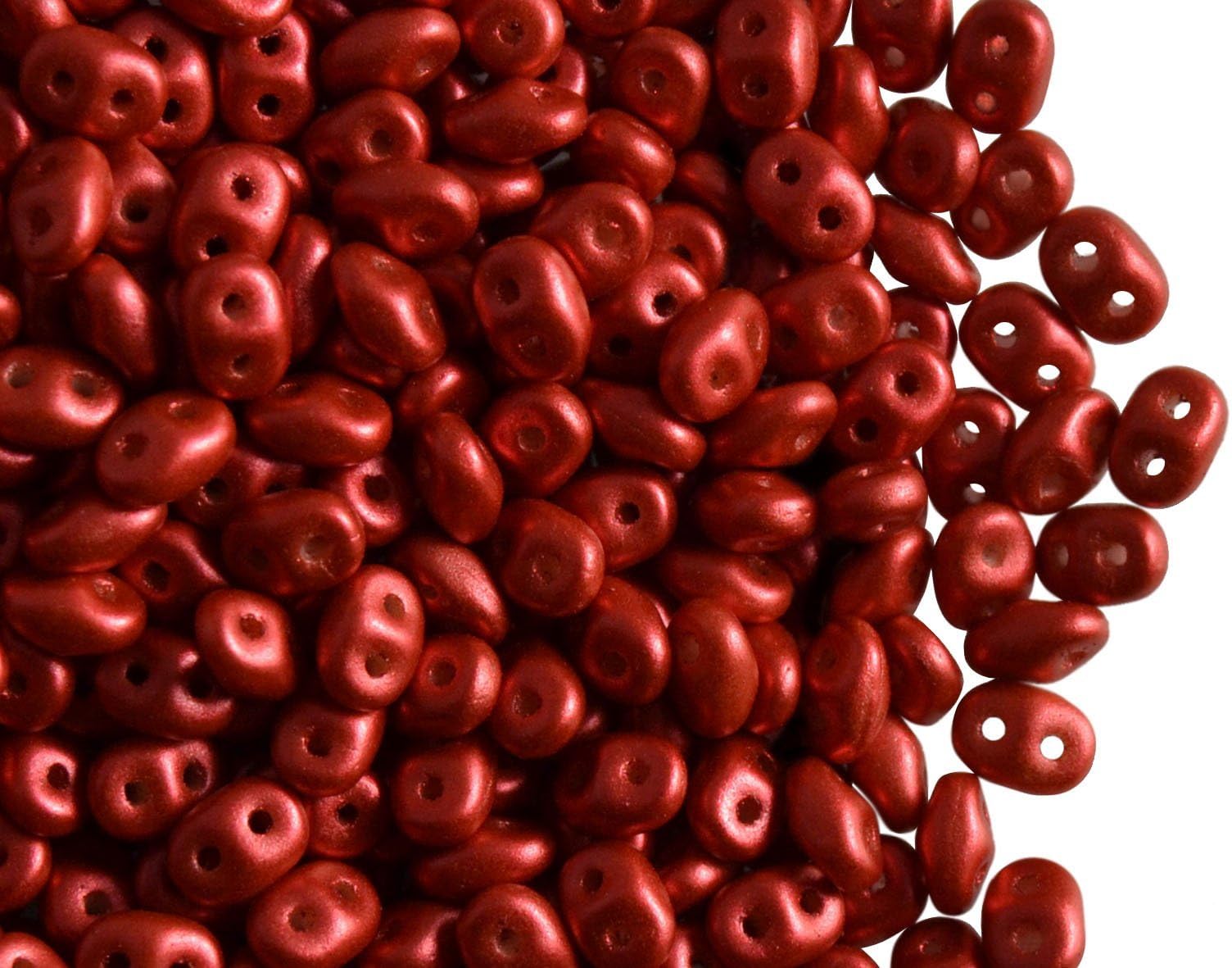 0.7oz (20g) Czech Two Hole Seed Beads SuperDuo 2.5x5 mm Lava RED