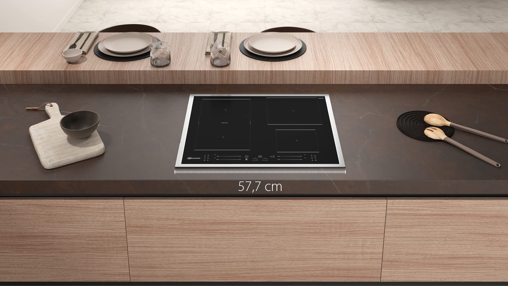 Bauknecht Plaque de cuisson à induction BS 7160C FT/Flexi Duo/Booster/Direct Access Touch Control/Indicateur de chaleur résiduelle/Cadre plat en acier inoxydable 50,7 x 67 x 54 cm