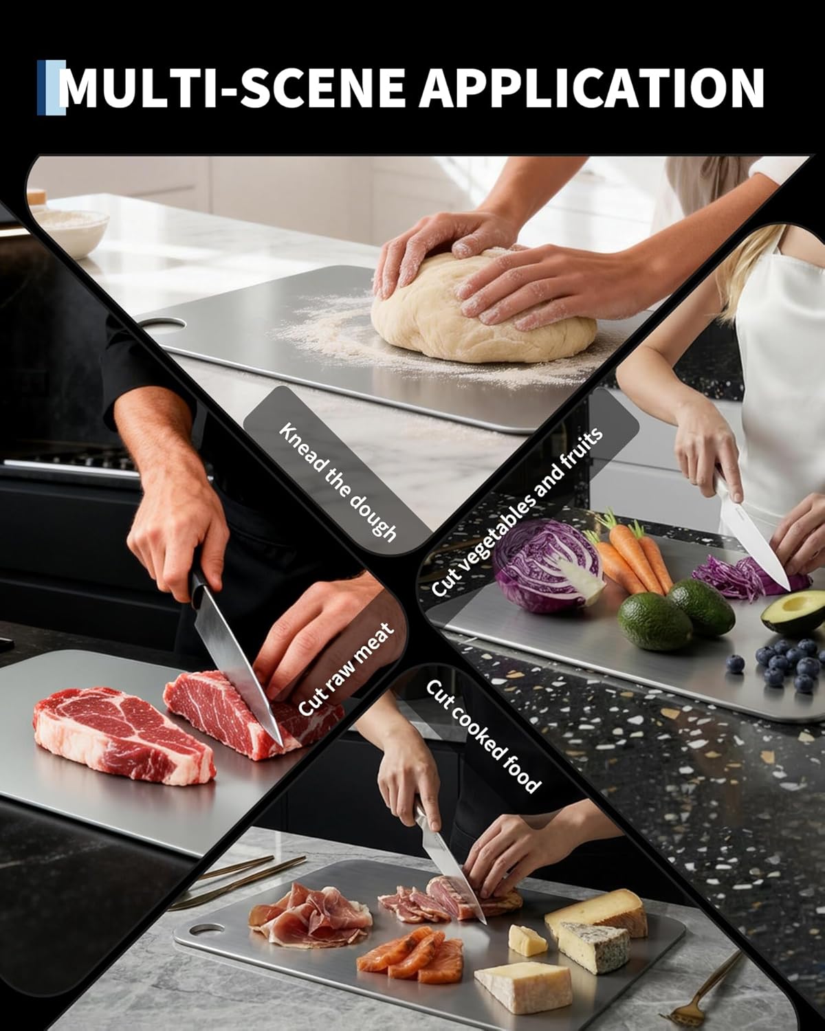 Garvee Titanium Cutting Boards for Kitchen, 12" x 8" Double-Sided Chopping Board, 100% Food-Grade Pure Titanium, Easy to Clean, Ideal for Meat, Vegetables & Fruit - Image 6