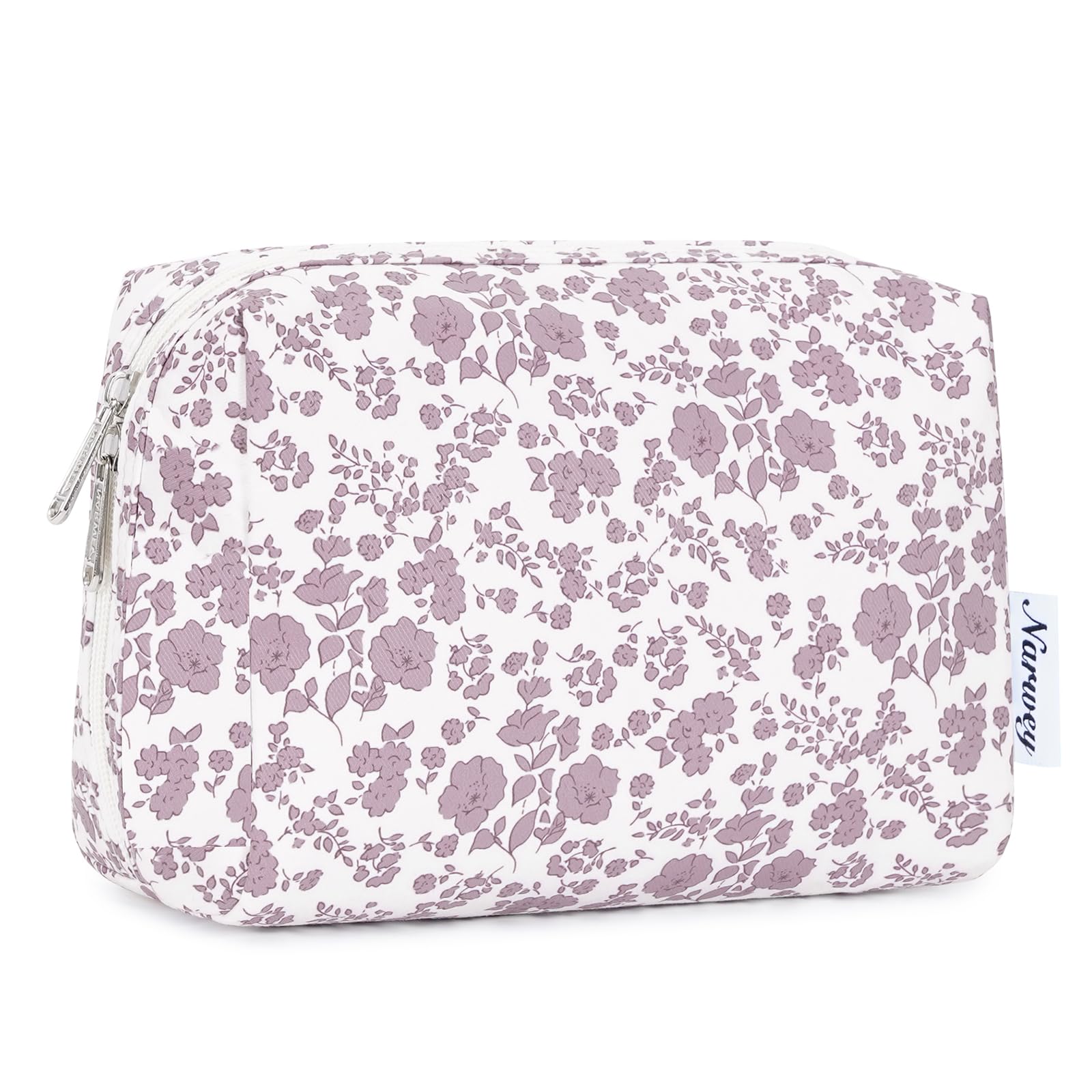 Small Makeup Bag for Handbag Cute Mini Cosmetic Bag PouchTravel Make up Bag for Purse (Blue Leaf, Small) — view 29
