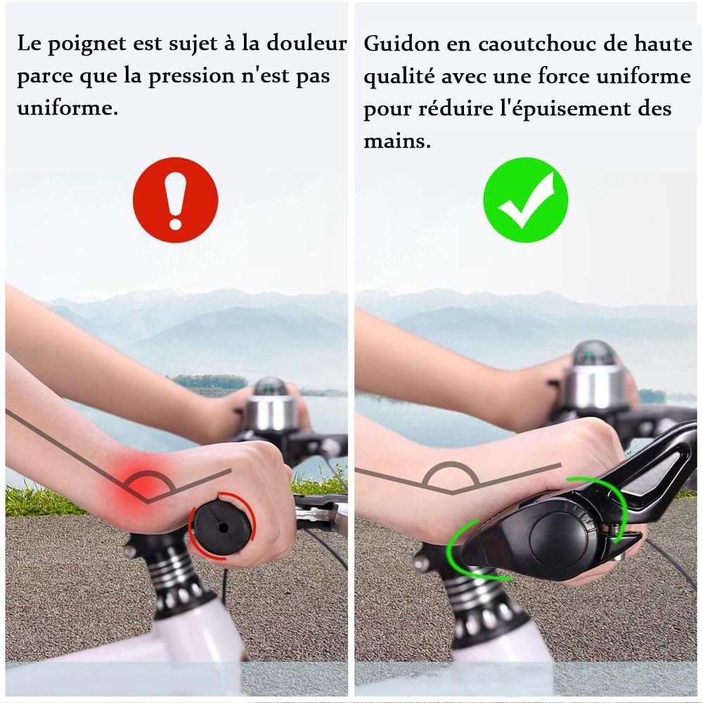 Poignées De Guidon De Vélo Ergonomiques Et Antidérapantes En Caoutchouc Avec Verrouillage Bilatéral