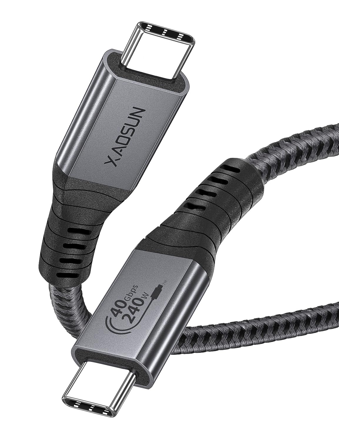 View 1 of XAOSUN 240W USB 4 Cable, 40Gbps USB C to USB C Cable Compatible with Thunderbolt 4, 240W Fast Charging, 8K Video Display USB-C Thunderbolt Cable for All USB-C, MacBook, Dock, eGPU, SSD 6.6ft 6.6FT 240W